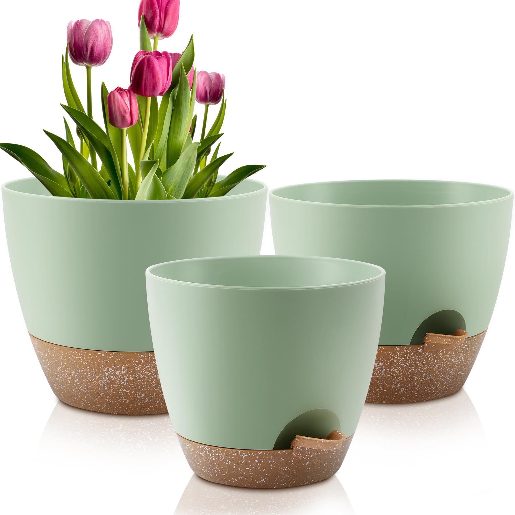 QRRICA 12-inch self-watering pot with reservoir keeps plants hydrated when away
