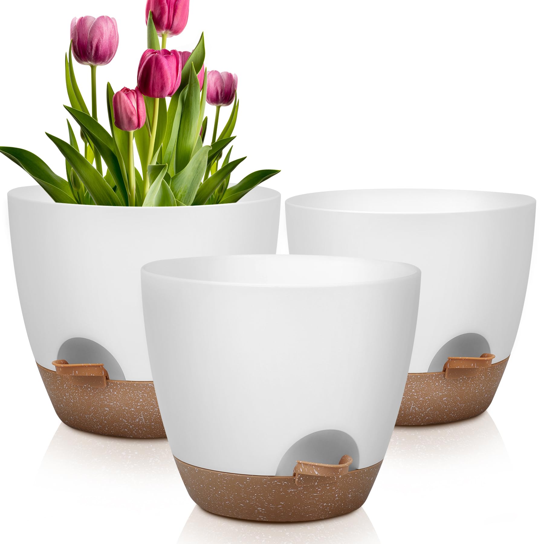 QRRICA 12-inch self-watering plant pot for indoor plants with moisture feeder