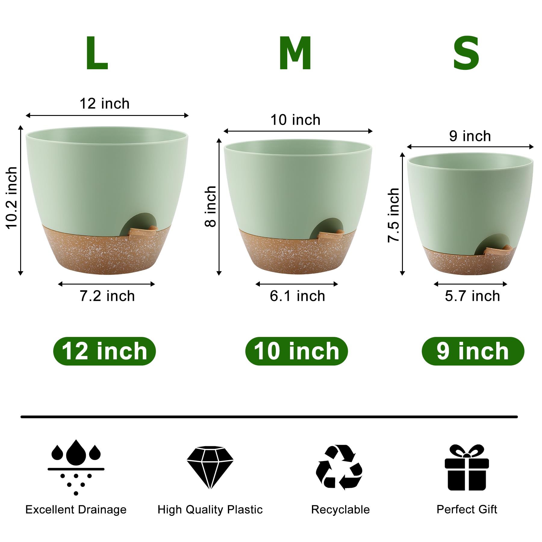 QRRICA 9-inch self-watering planter ideal for compact shelves and desks