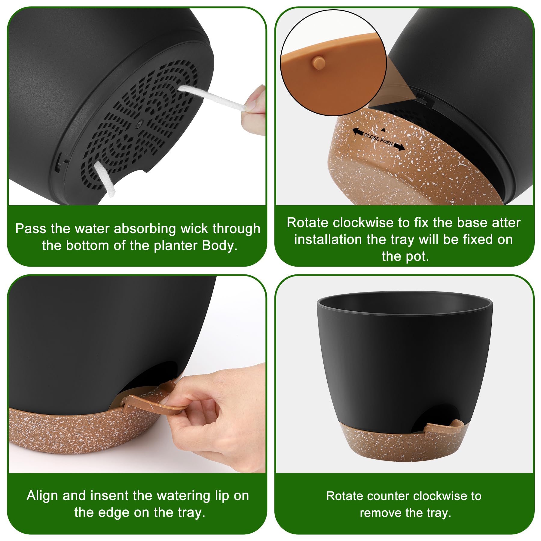 QRRICA 9-inch self-watering pot supports thriving plants with steady hydration.