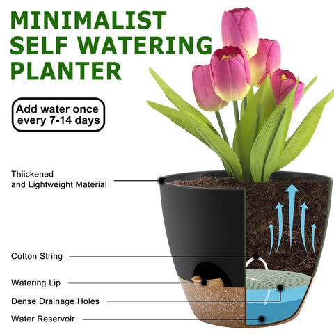 QRRICA planter showing drainage holes and included saucer