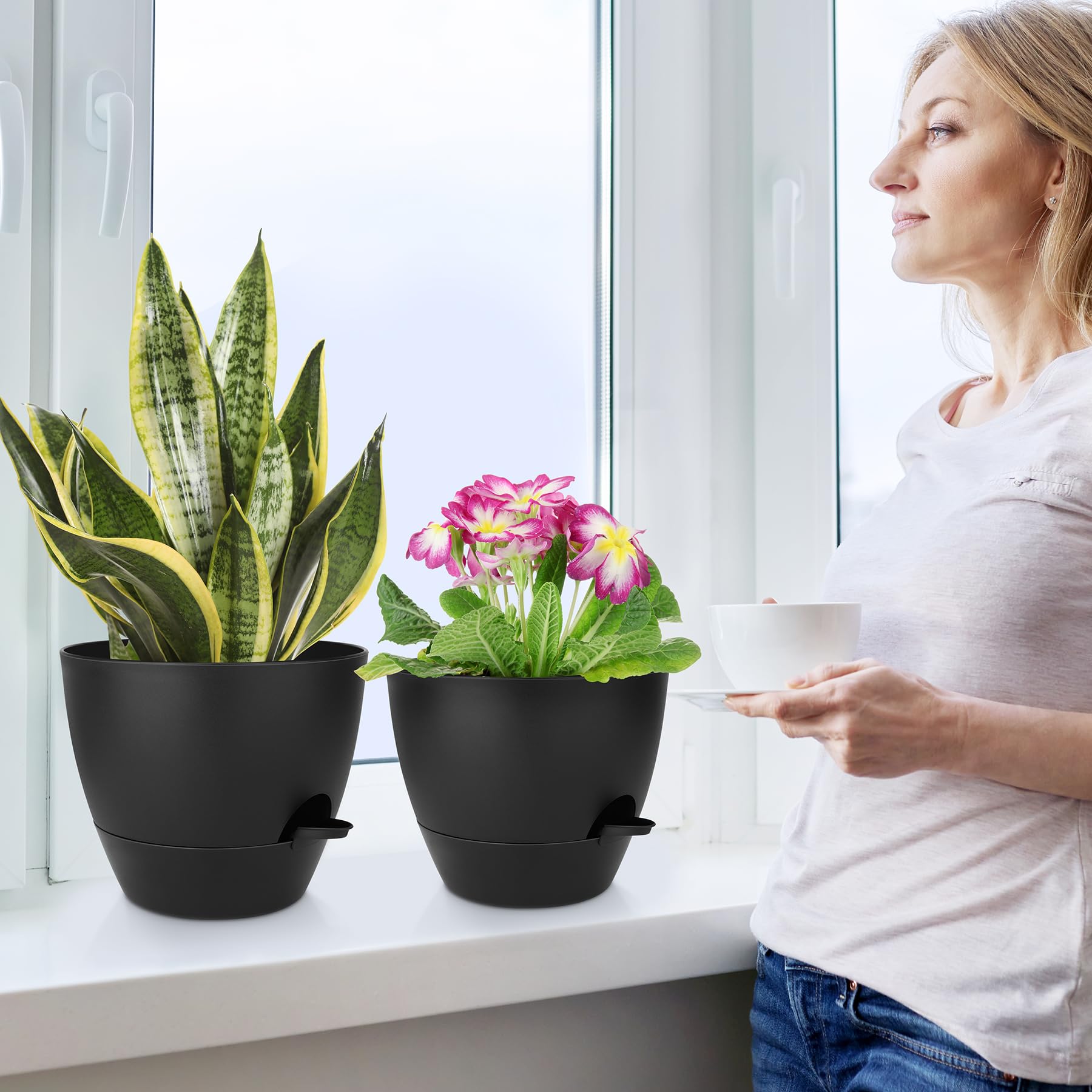 QRRICA durable recyclable plastic pots with drainage holes for healthy roots.