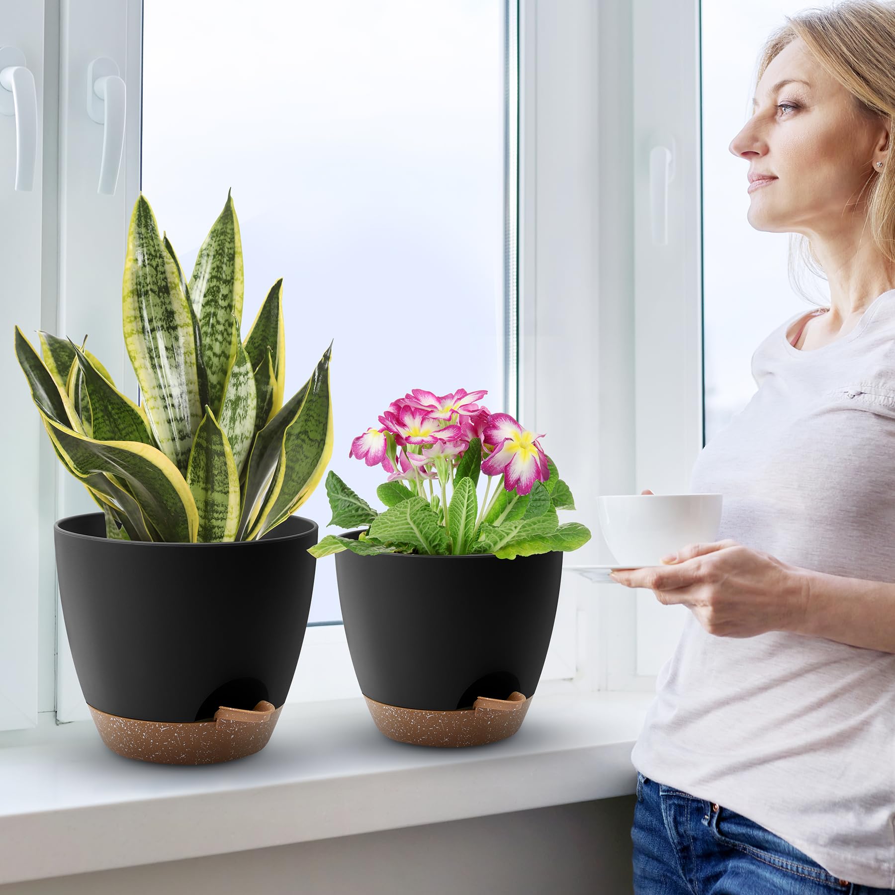 QRRICA matte-finish planter adds modern style to any space.