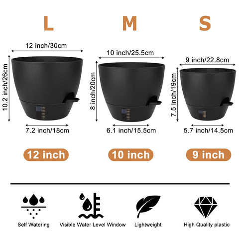 QRRICA 10-inch pot close-up highlights removable wick and water window for easy monitoring.
