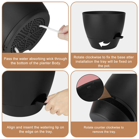 QRRICA 10-inch pot with sleek matte finish for modern balcony displays.