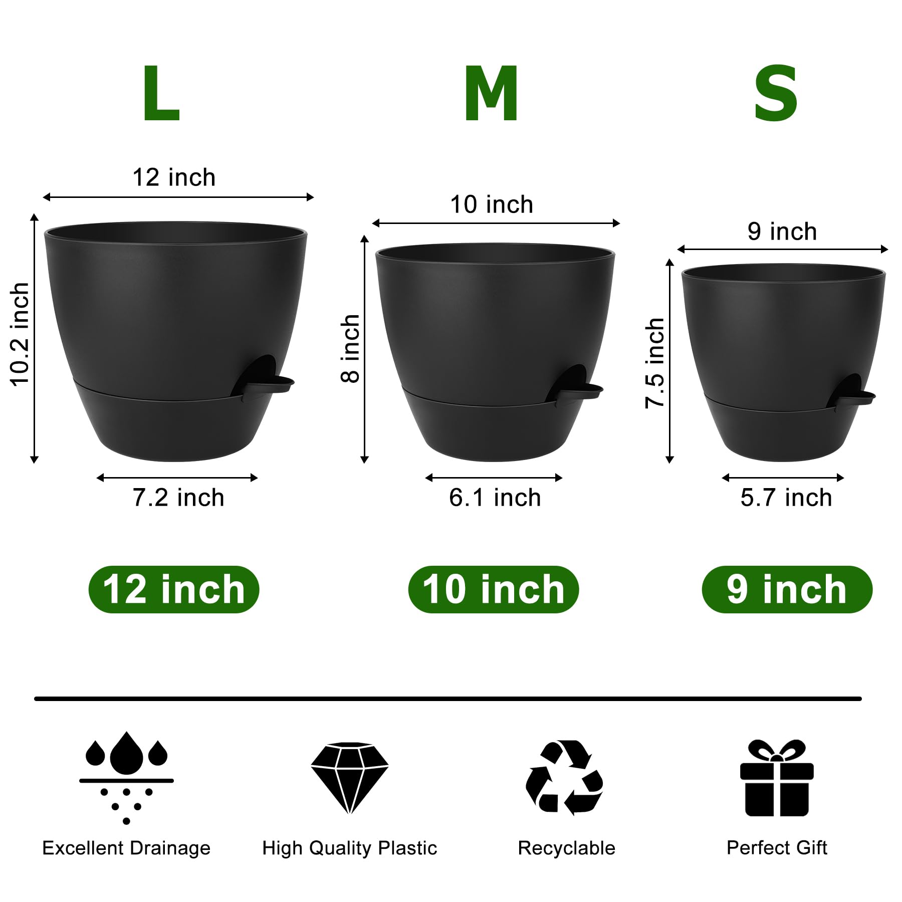 QRRICA 9-inch pot offers compact, drainage-enabled planting for small spaces.