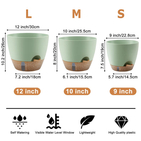 QRRICA 12-inch planter displays water-level visibility for precise watering checks.