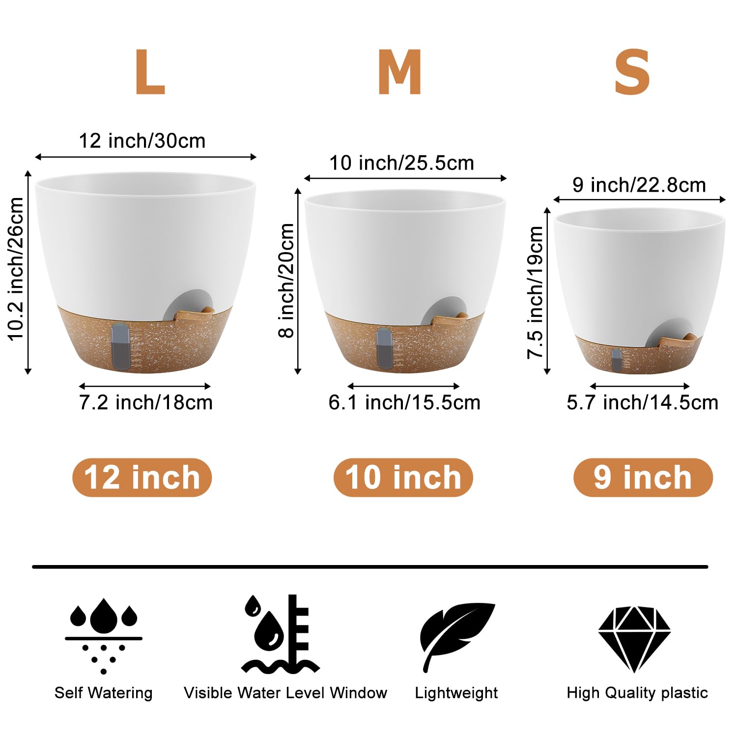 QRRICA self-watering pot 10-inch ideal for indoor herbs and houseplants