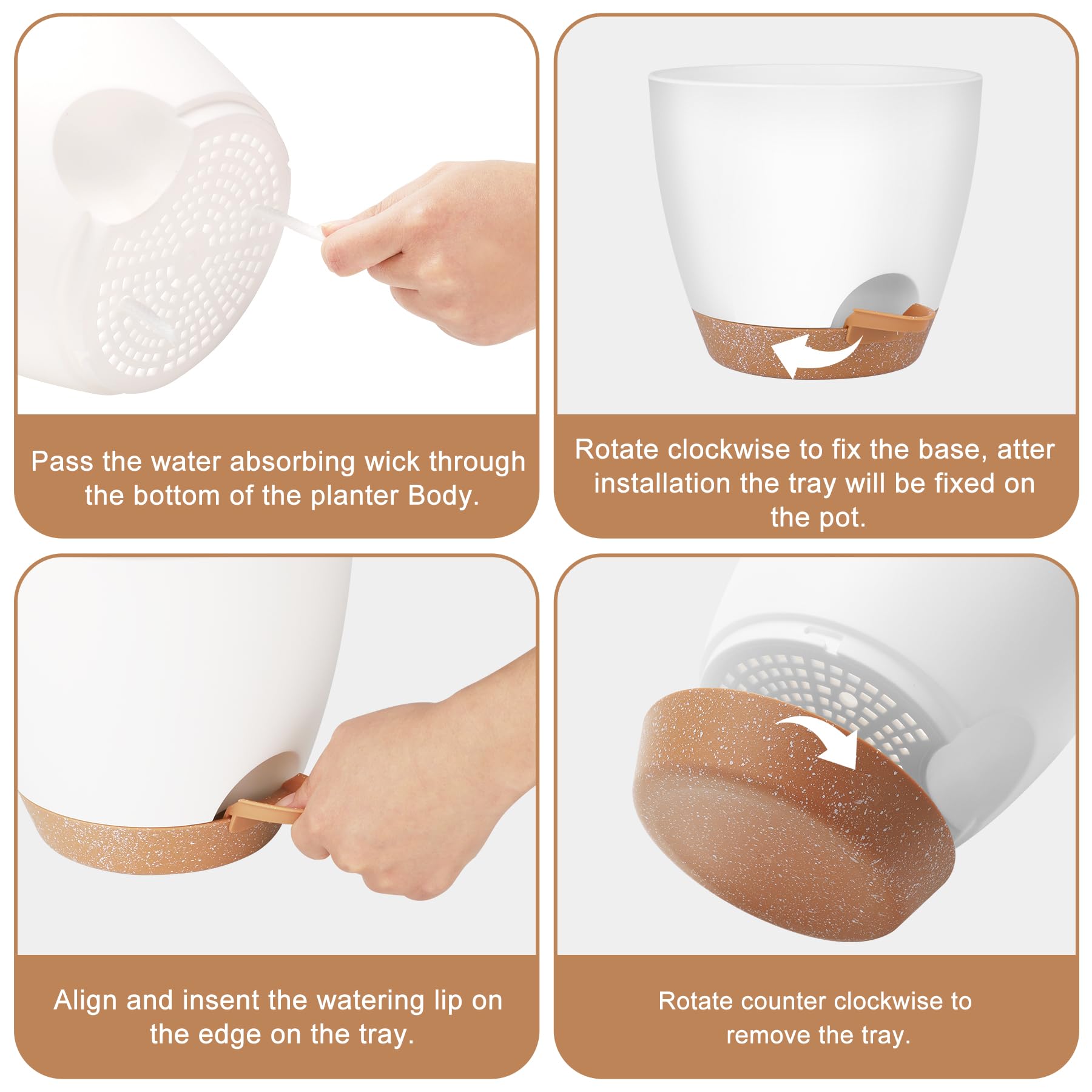 QRRICA 7-inch self-watering pot with drainage keeps soil moisture steady.