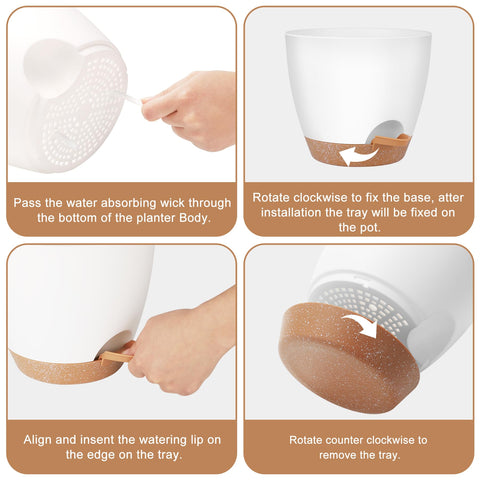 QRRICA 7-inch self-watering pot with drainage keeps soil moisture steady.