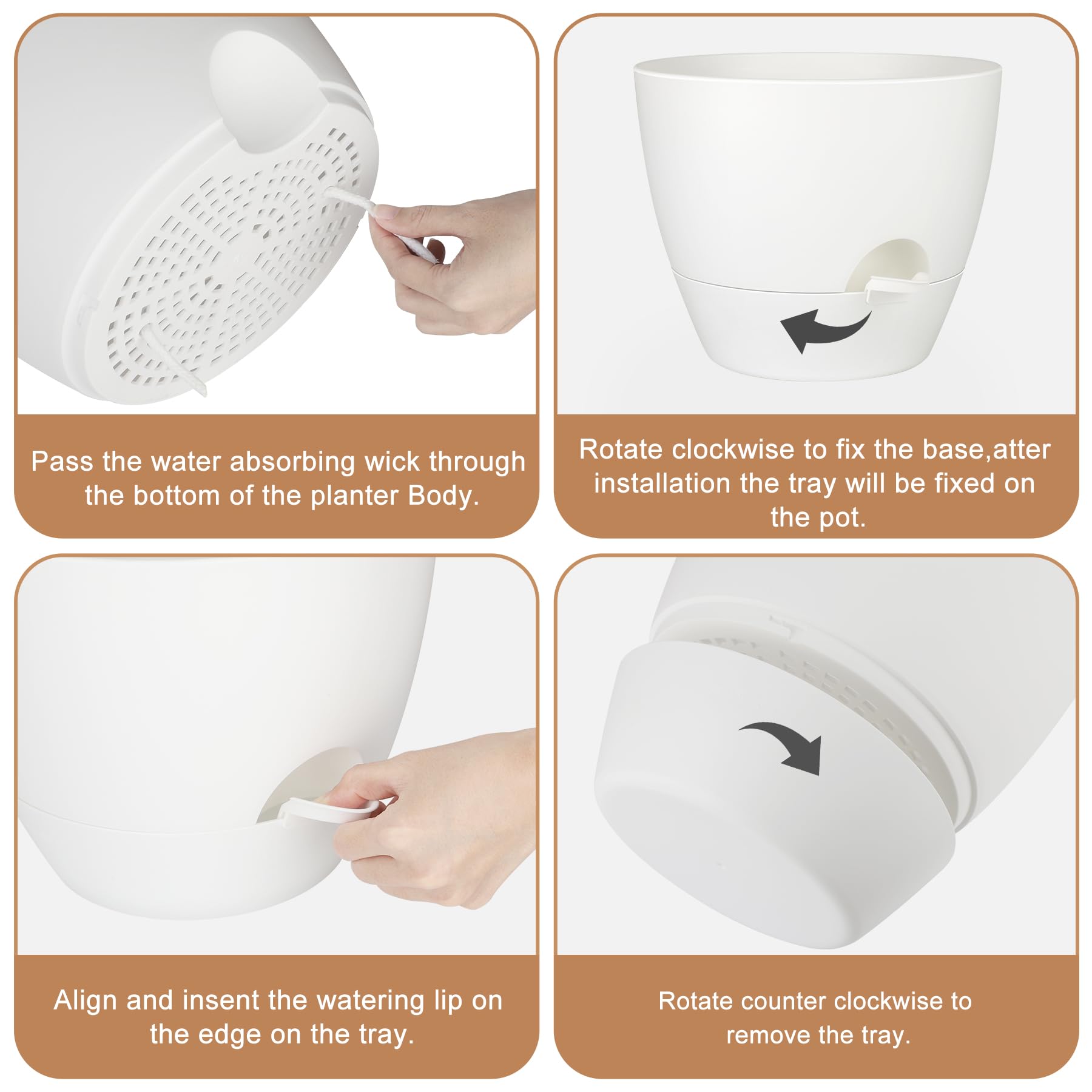 QRRICA 9 inch self-watering planter keeps moisture even for thriving greenery.
