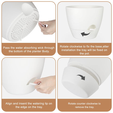 QRRICA 9 inch self-watering planter keeps moisture even for thriving greenery.
