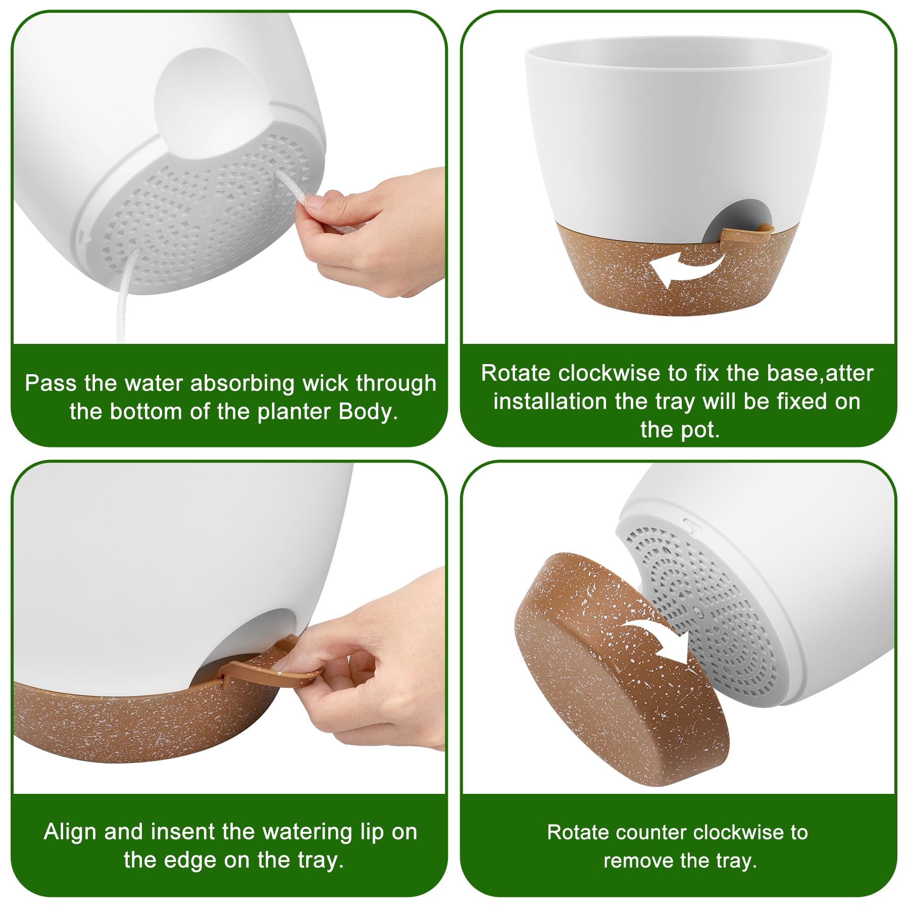 QRRICA 9-inch self-watering pot with mesh drainage for healthy roots.