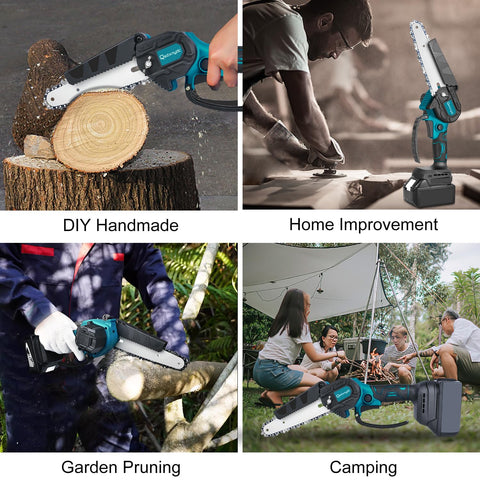 QSDXNYDC cordless mini chainsaw kit includes accessories