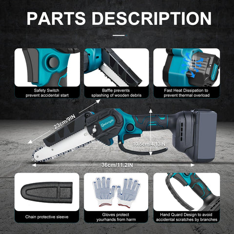 QSDXNYDC cordless mini chainsaw safety features for safer use