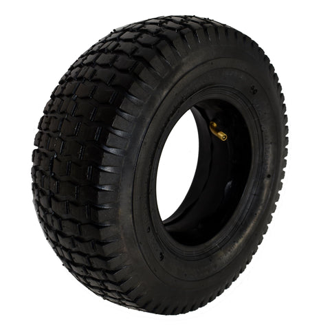 QsEzDo 13x5-6 tire tread close-up shows puncture resistance for yard work.