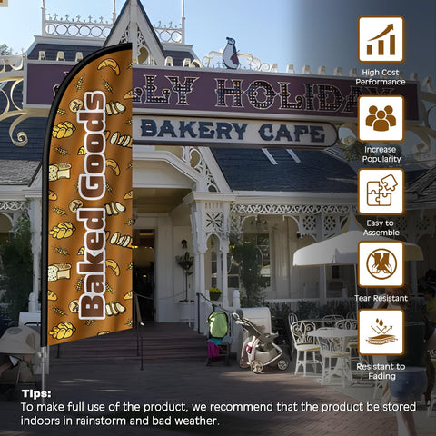 QSUM bakery advertising flag ideal for storefront promotions and street fairs.