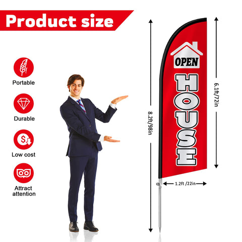 QSUM Open House Signs with ground stake set for quick outdoor setup.