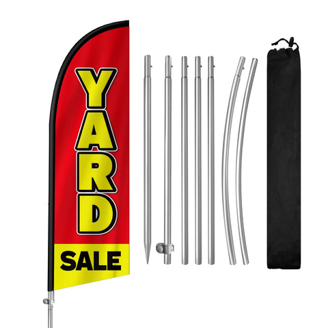 QSUM yard sale sign and stake demonstrate easy assembly for quick outdoor advertising.