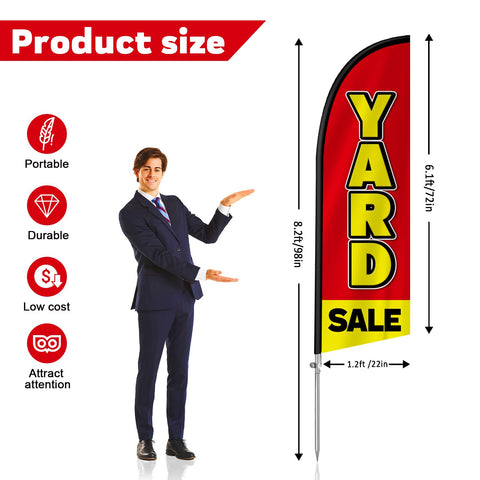 QSUM yard sale sign with colorful printing stands out from afar for high visibility.