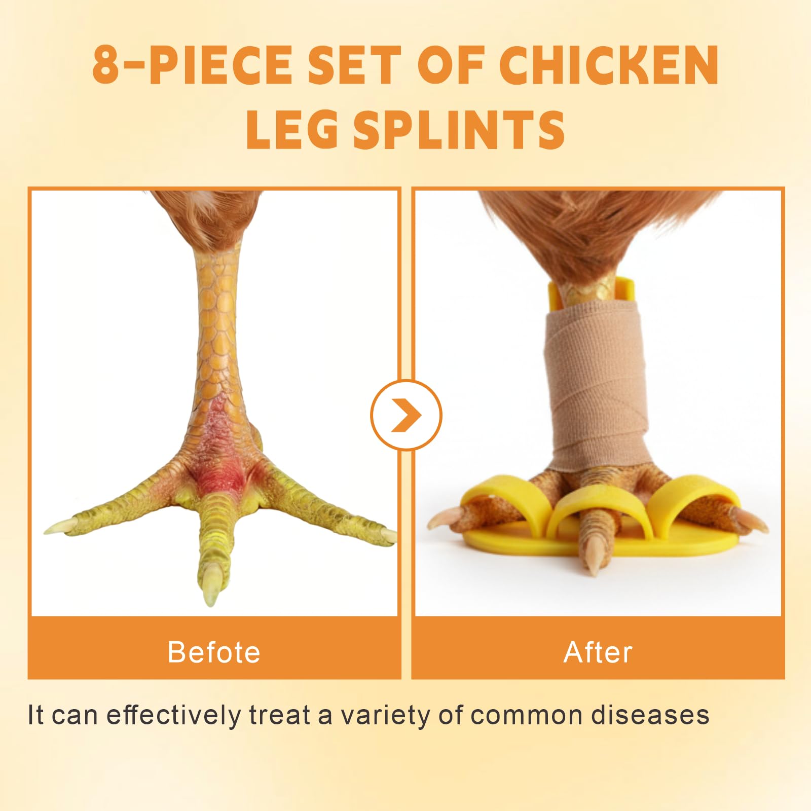 Qtaikong adjustable poultry leg brace supports proper alignment and comfortable recovery.