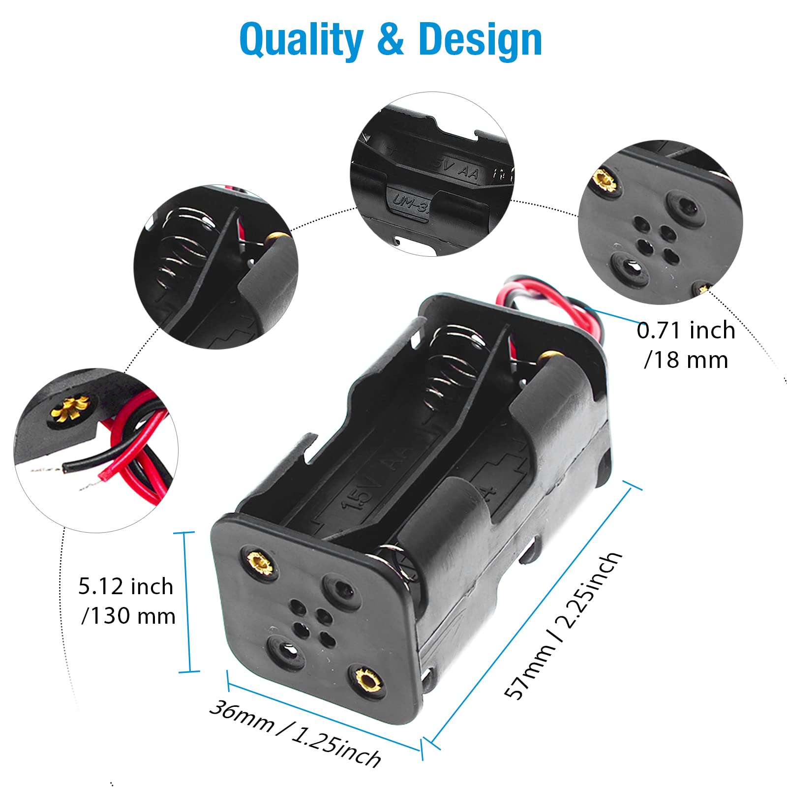 QTEATAK battery holder showing stainless steel springs for easy installation