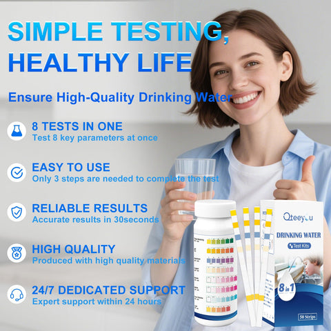 Qteeyou Water Test Strips sealed pack for reliable results.