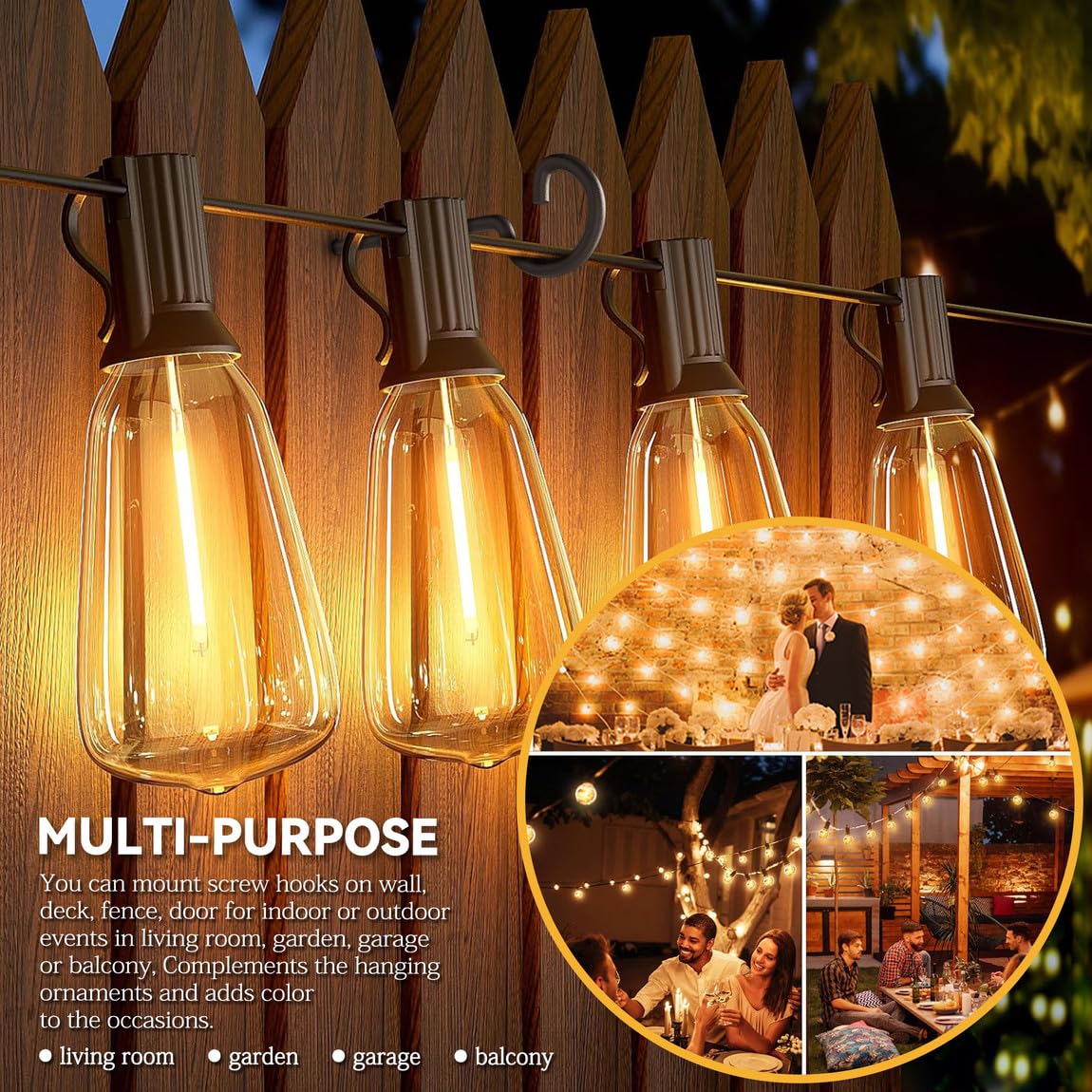 QTJUST 2-pack screw-in hooks offers flexible hanging options.