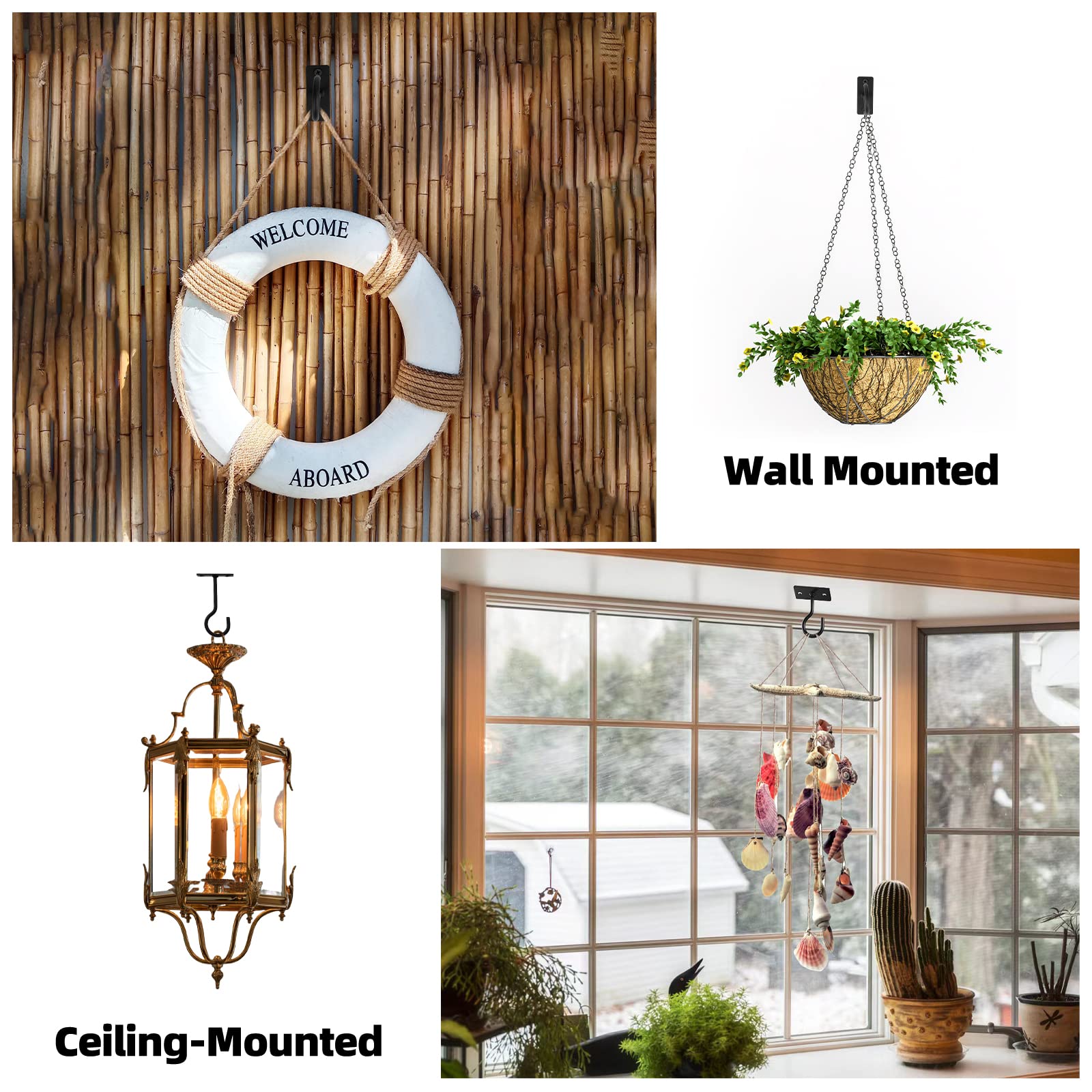 QTJUST multi-purpose hanger suits bird feeders, lanterns, and wind chimes.