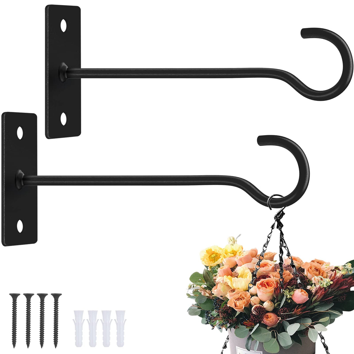 QTJUST plant hook 6inch pack for versatile indoor and outdoor hanging.