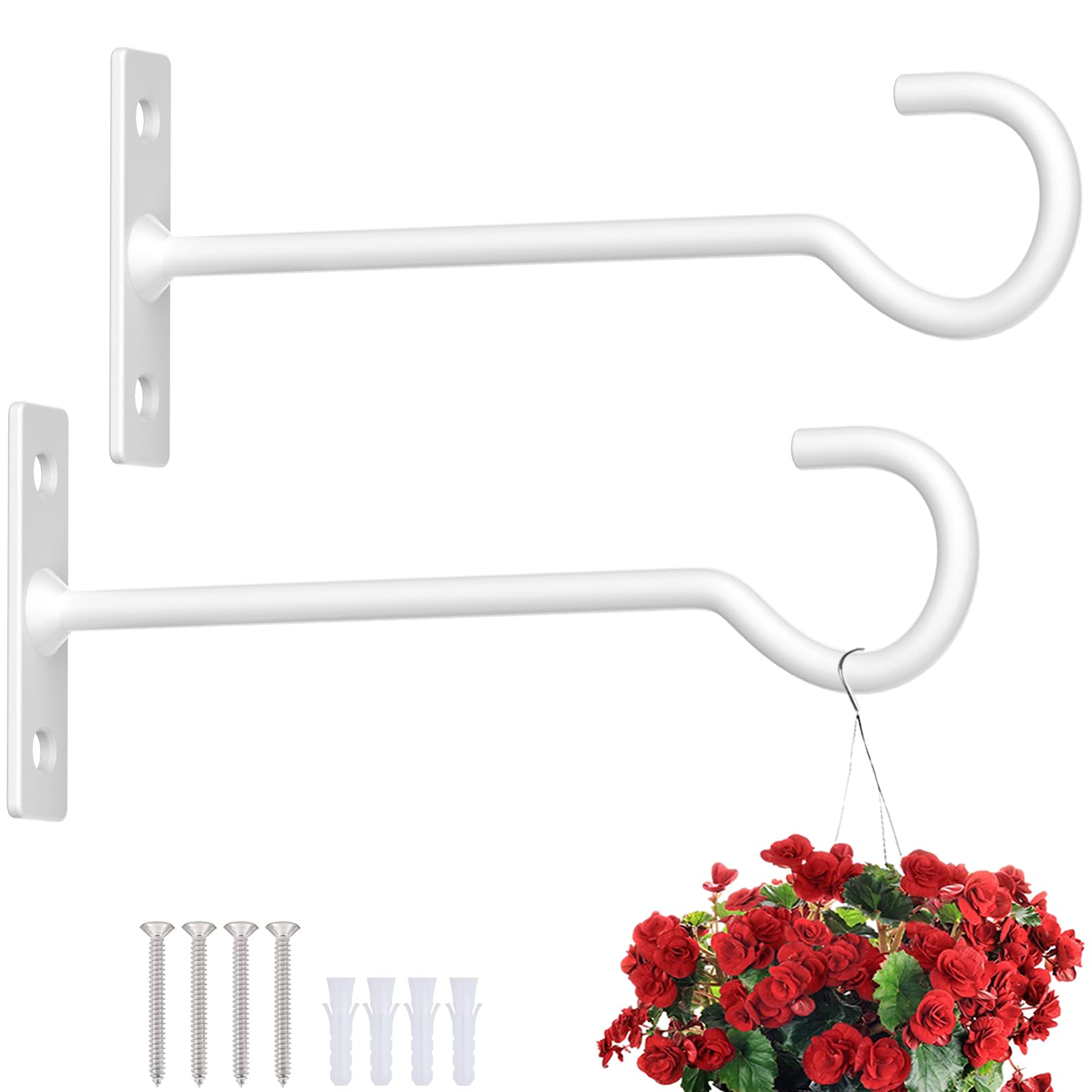 QTJUST plant hooks 6-inch bracket white for space-saving wall mounting