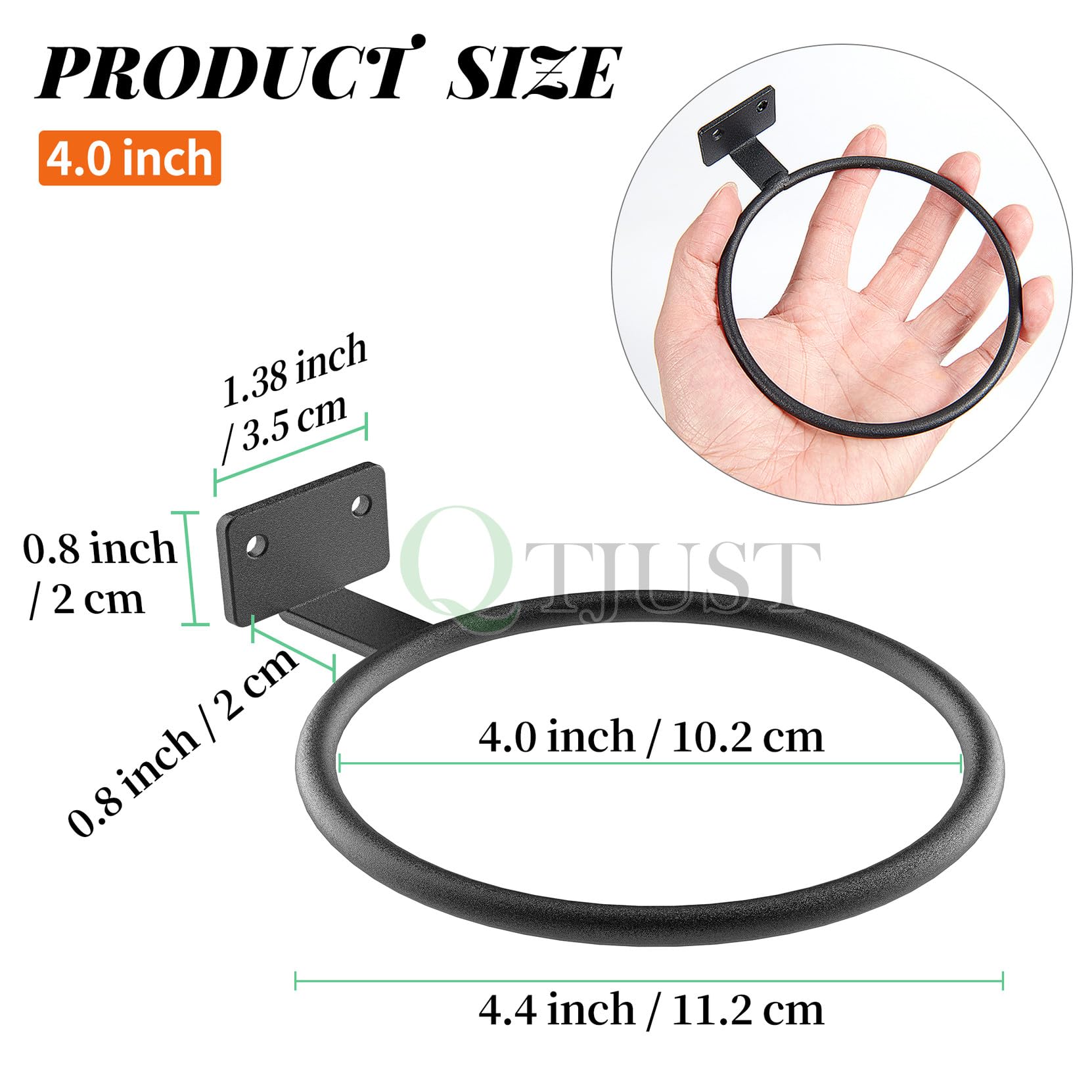 QTJUST wall flower pot holder ring fits 5-7inch pots for space-saving display.