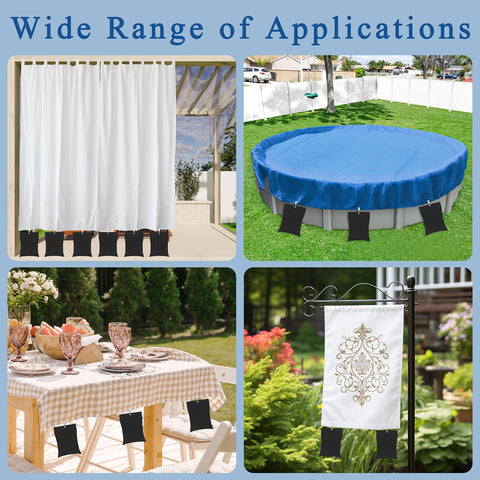 QTRQTR easy installation: fill bags and clip to drapes for quick wind protection