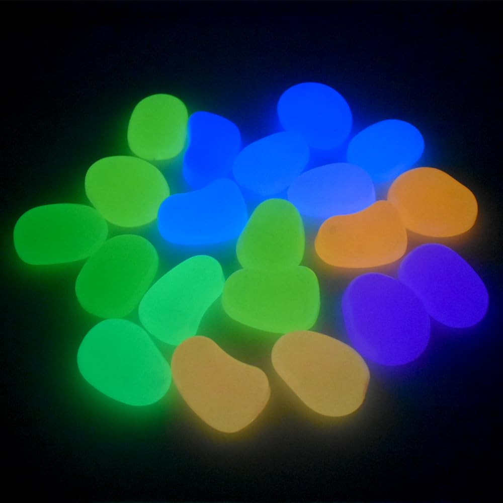QTTLLI glow pebbles arranged along a garden path for subtle illumination