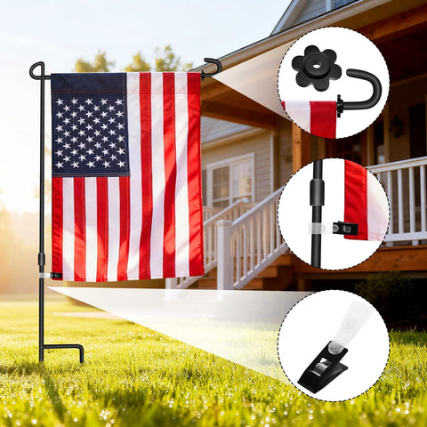 Quadafy storage box helps organize flag accessories for ready use