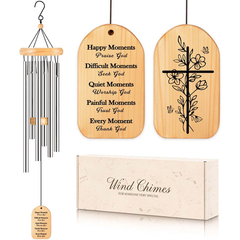 Quaintir wind chime with cross and Bible verse for inspiration