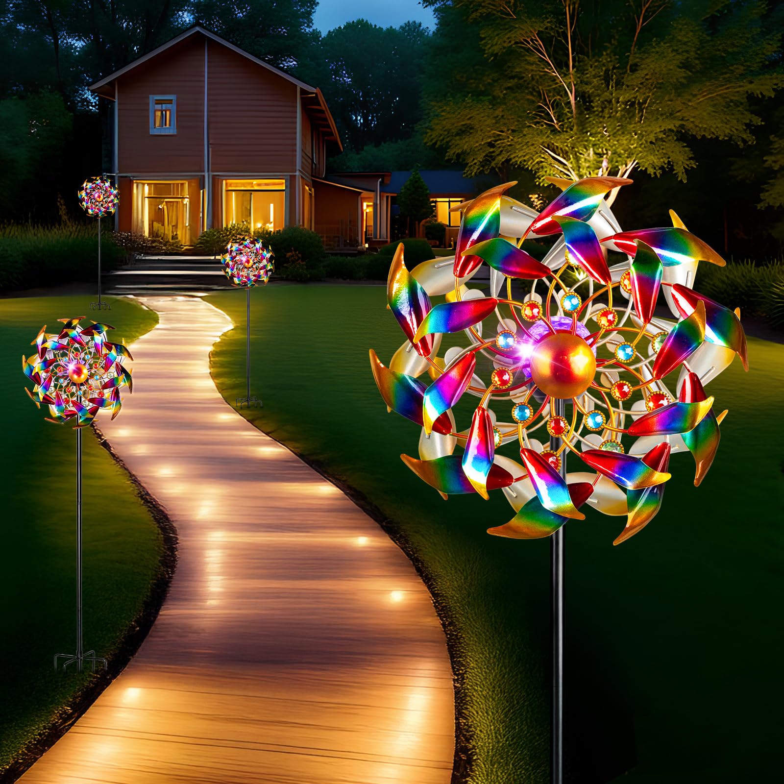 Qualdout elegant solar glow lights up colors automatically after sunset.