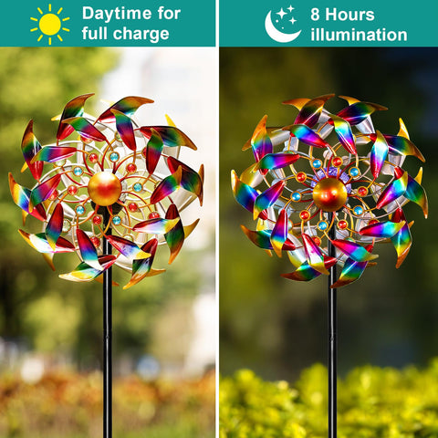 Qualdout 360° wind sculpture spinning smoothly to captivate guests during outdoor evenings.