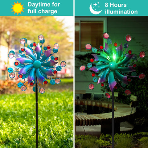 Qualdout Solar Wind Spinner features a heavy-duty stake for stability