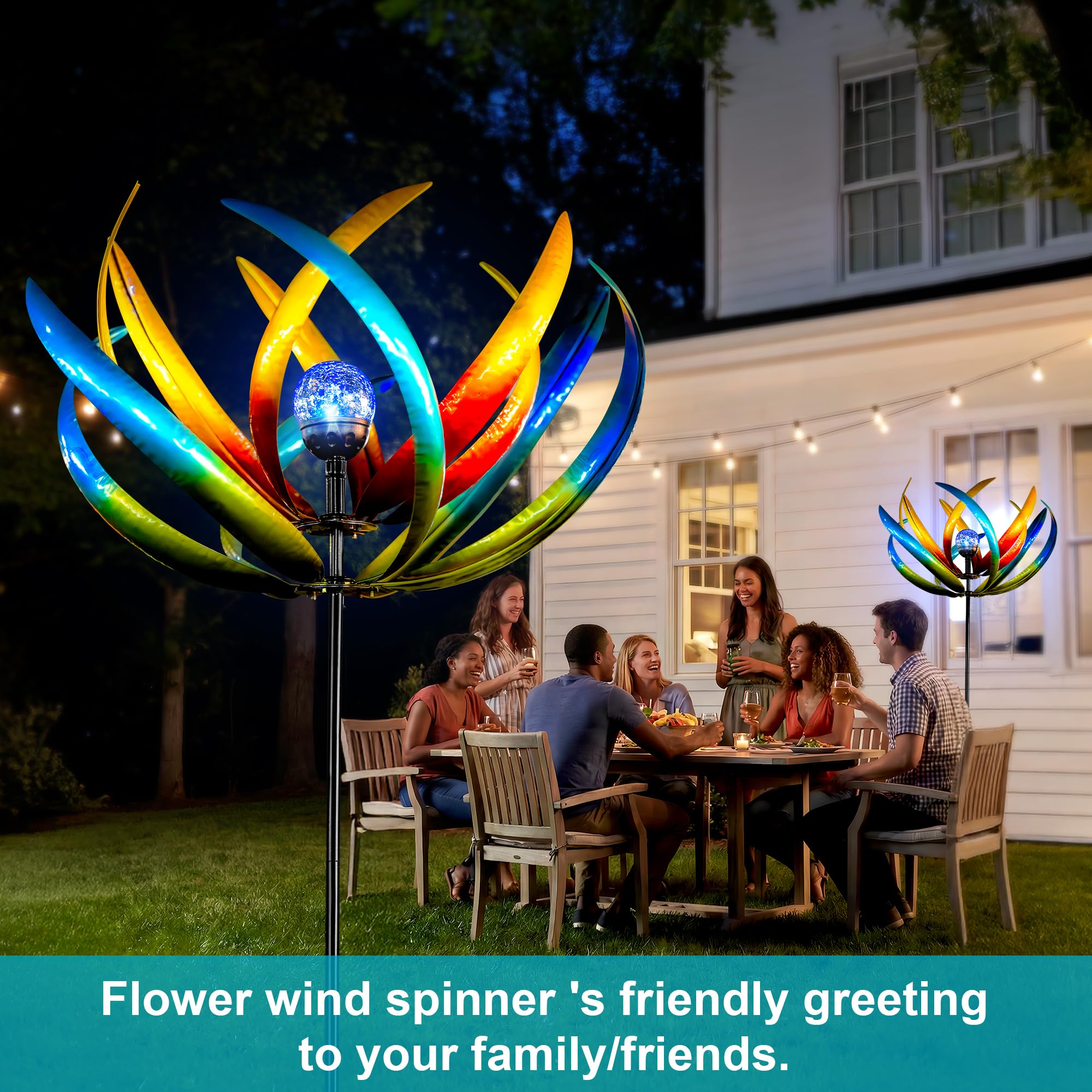 Qualdout wind spinner color-tier blades with vivid daytime movement.
