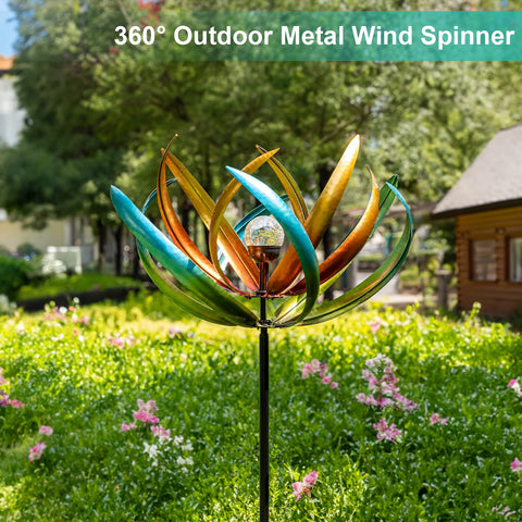 Qualdout wind spinner easy installation for patio or garden decor.