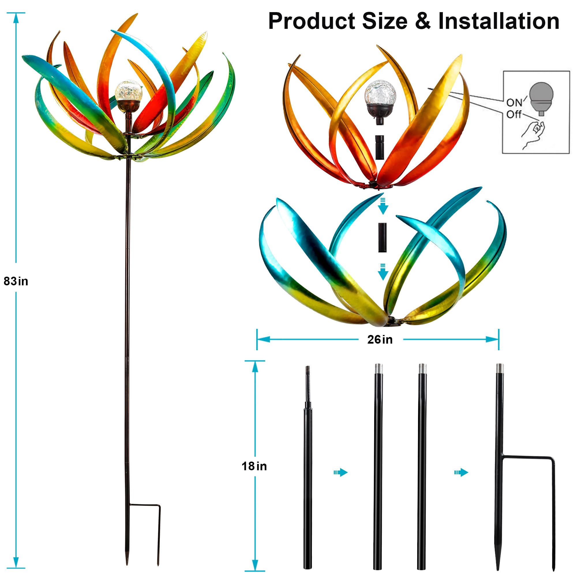 Qualdout wind spinner yard decoration enhances curb appeal and ambience.