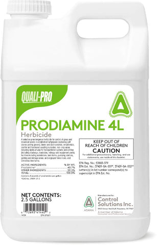 Quali-Pro Prodiamine 4L bottle for turfgrass and ornamentals helps prevent weeds.