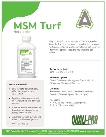 Quali-Pro MSM Turf Herbicide application for golf course turf areas such as fairways and roughs.