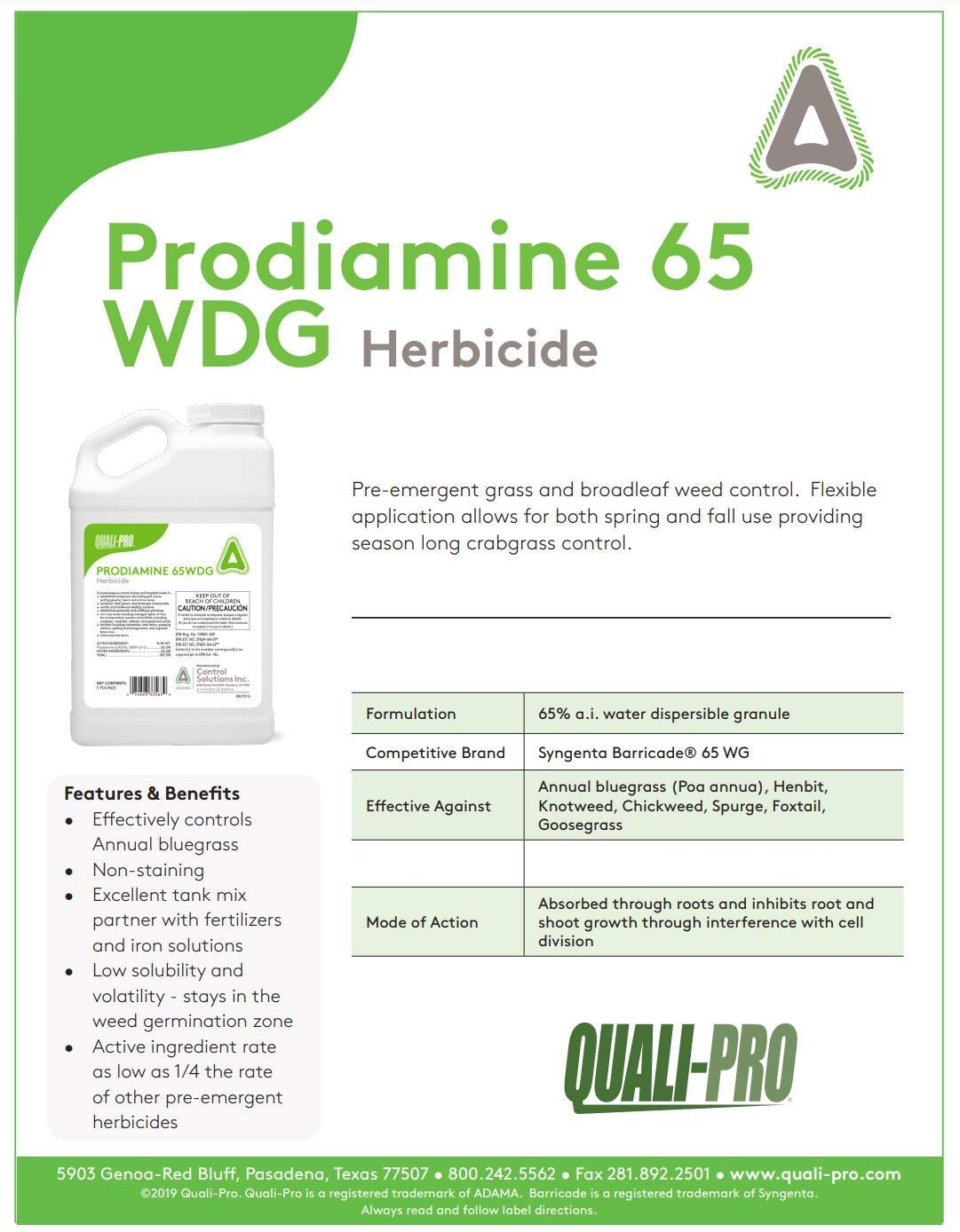 Quali-Pro Prodiamine 65 WDG application setup guiding season-long crabgrass prevention