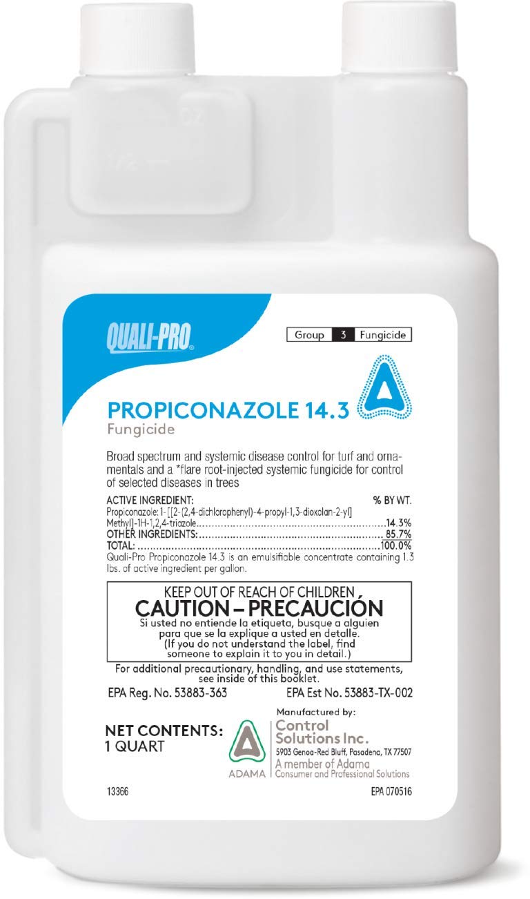 Quali-Pro Propiconazole 14.4 fungicide 32 oz bottle for broad-spectrum disease control in turf and ornamentals.