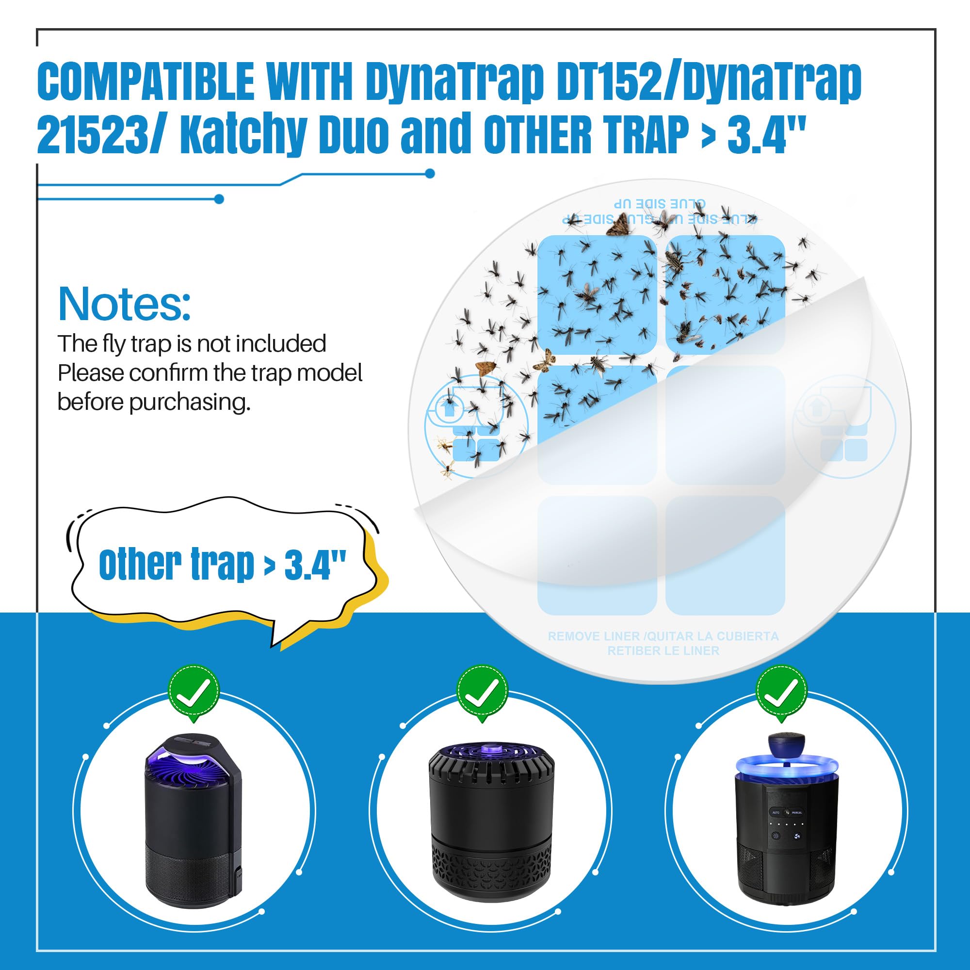 Qualirey glue-card-refill for DynaTrap 21523 capturing flying insects safely.