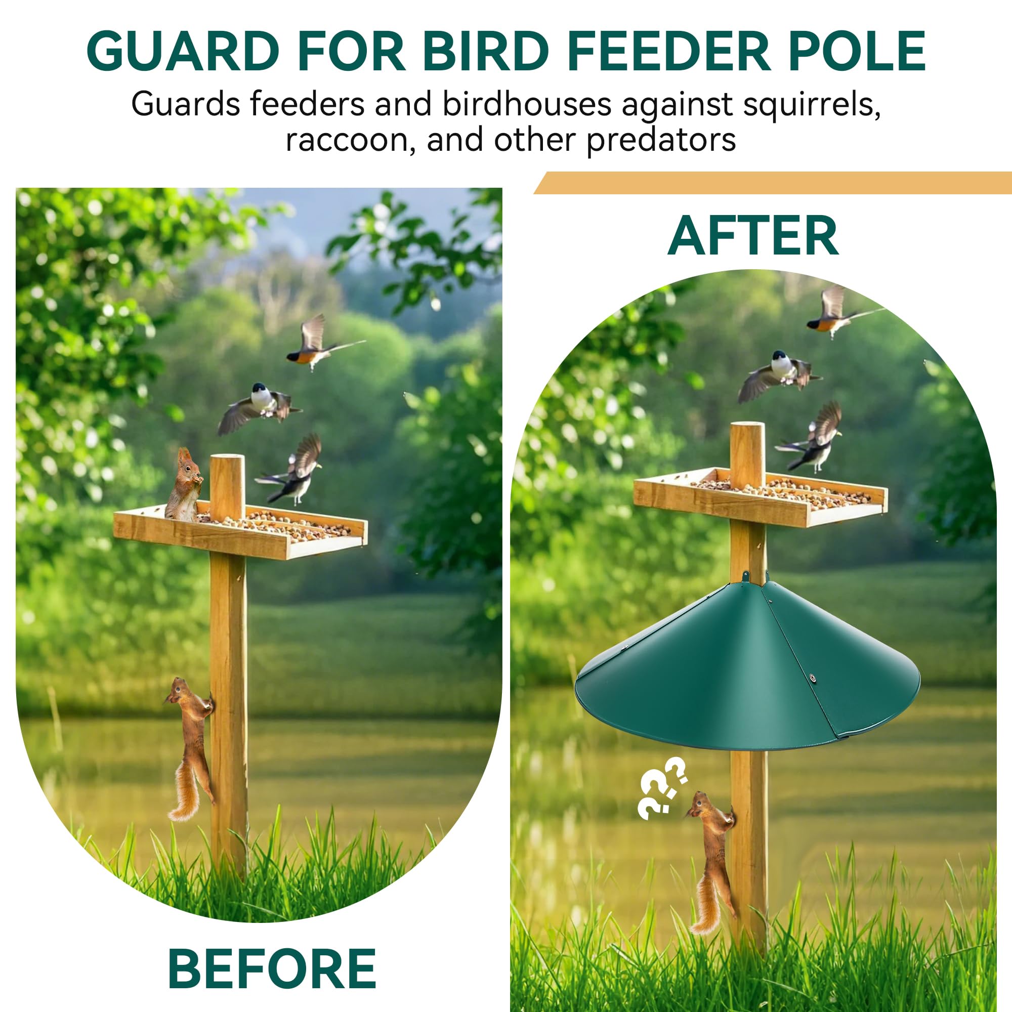 Qualirey 21.5 inch diameter baffle fits 4x4 posts for wide coverage.