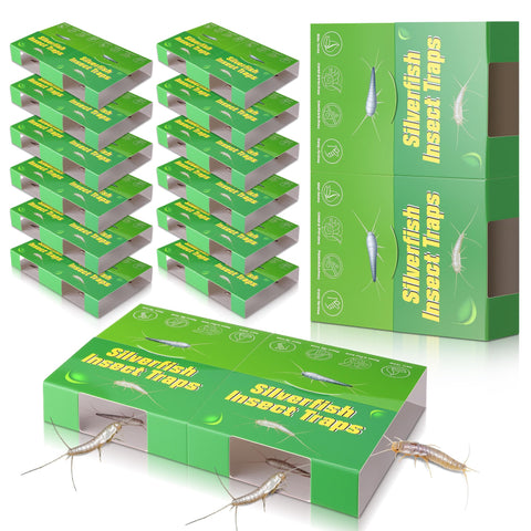 Qualirey 24 Traps Silverfish Trap pack, discreet indoor pest control.