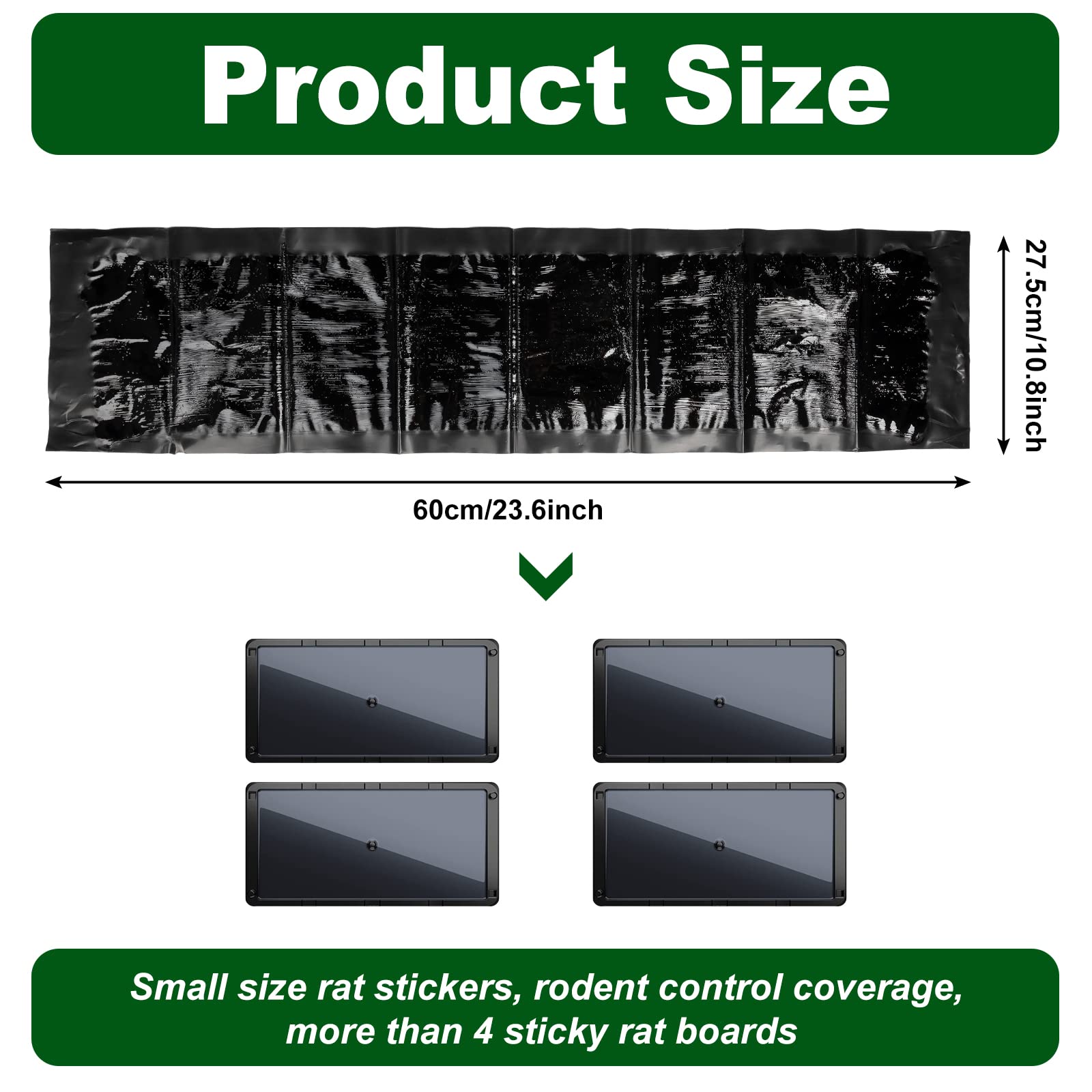 Qualirey 24x11-inch sticky trap showcasing large bait area for rodents.